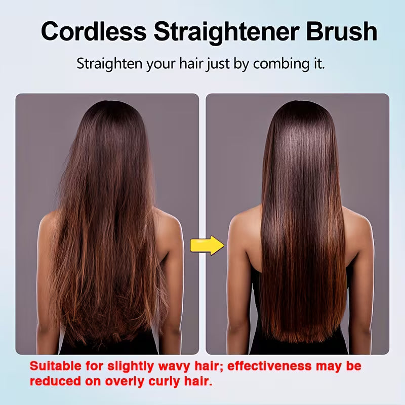 Before and after results using the Stylemotion Pro Hair Straightener Brush
