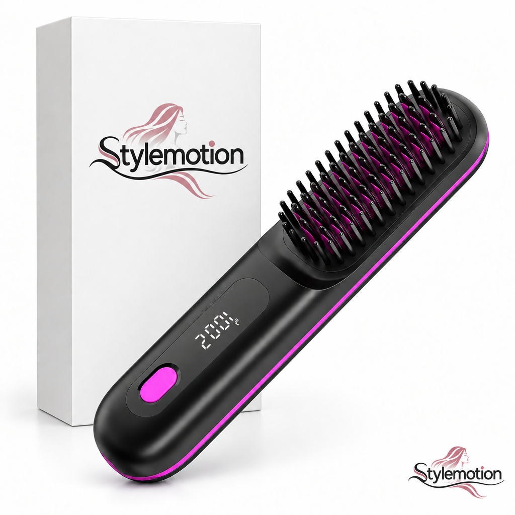 Stylemotion Pro Hair Straightener Brush – Frizz-Free, Salon-Smooth Results at Home & On the Go